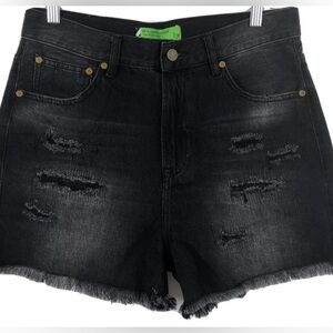 Sandrine Rose/Free People Womens Distressed Black Denim Shorts-NWT
